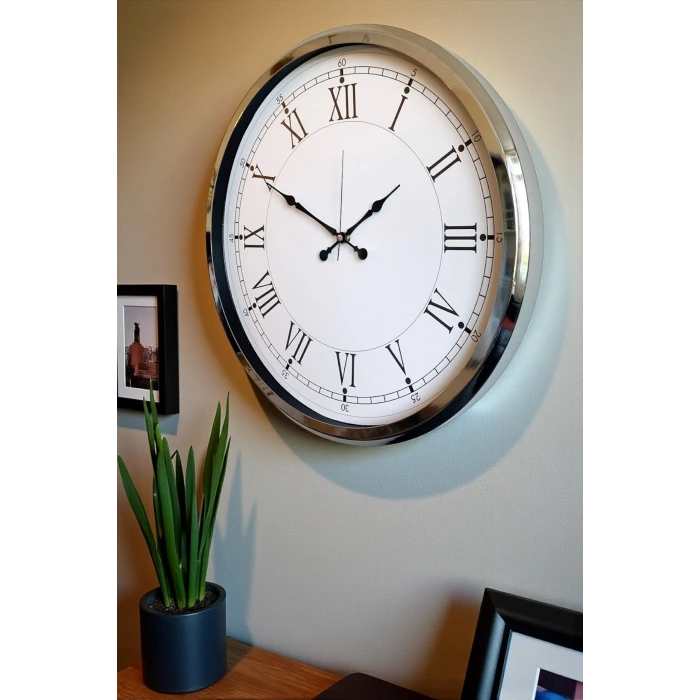 Roma Zarafeti Krom 52 Cm Metal Duvar Saati