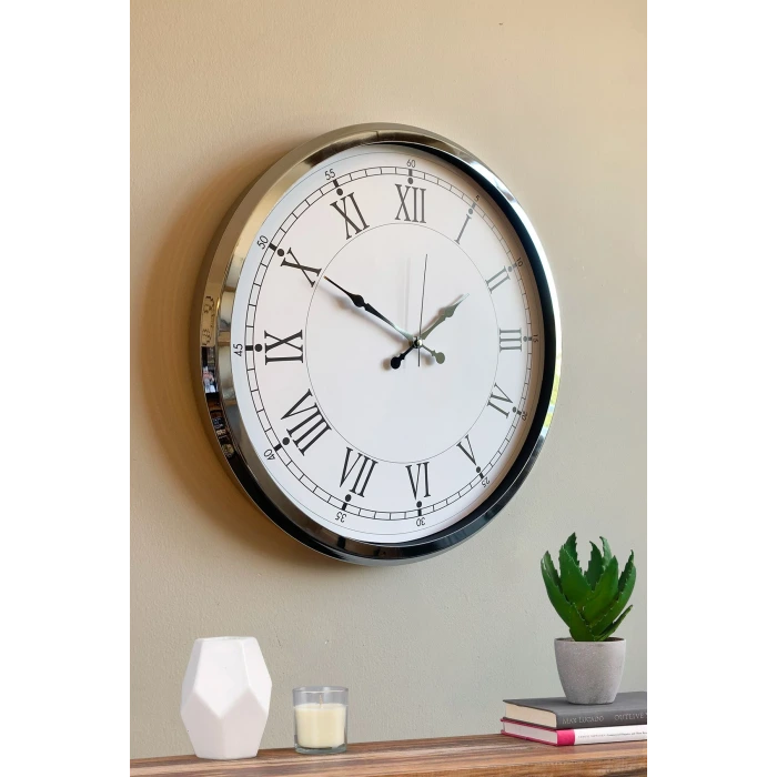 Roma Zarafeti Krom 52 Cm Metal Duvar Saati