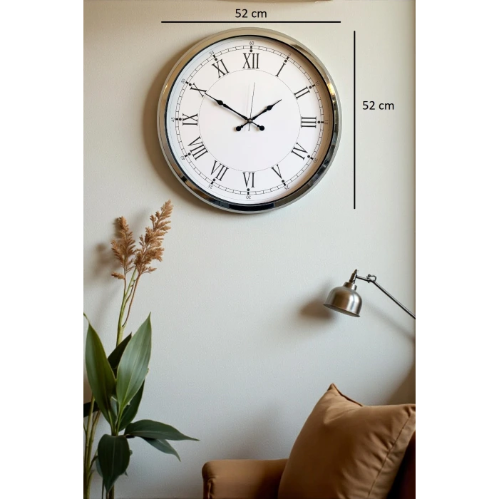 Roma Zarafeti Krom 52 Cm Metal Duvar Saati