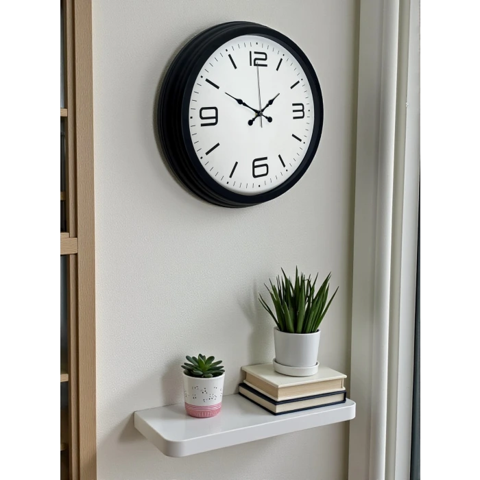 Sade & Şık Siyah 40 Cm Metal Dekoratif Duvar Saati