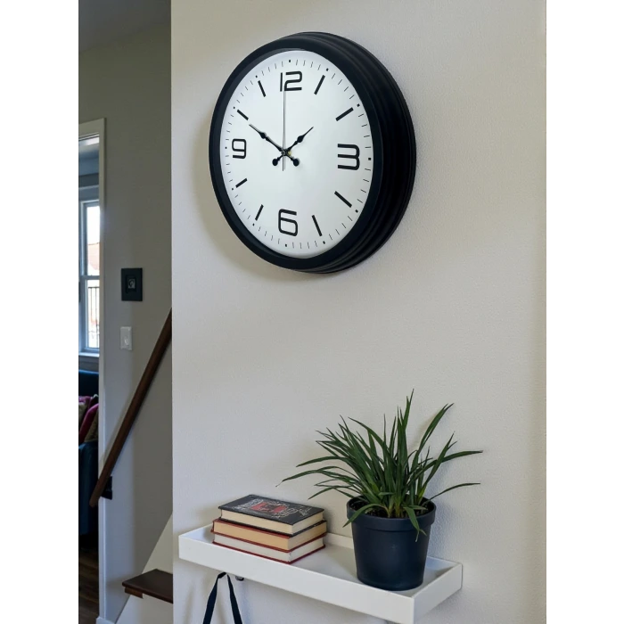 Sade & Şık Siyah 40 Cm Metal Dekoratif Duvar Saati