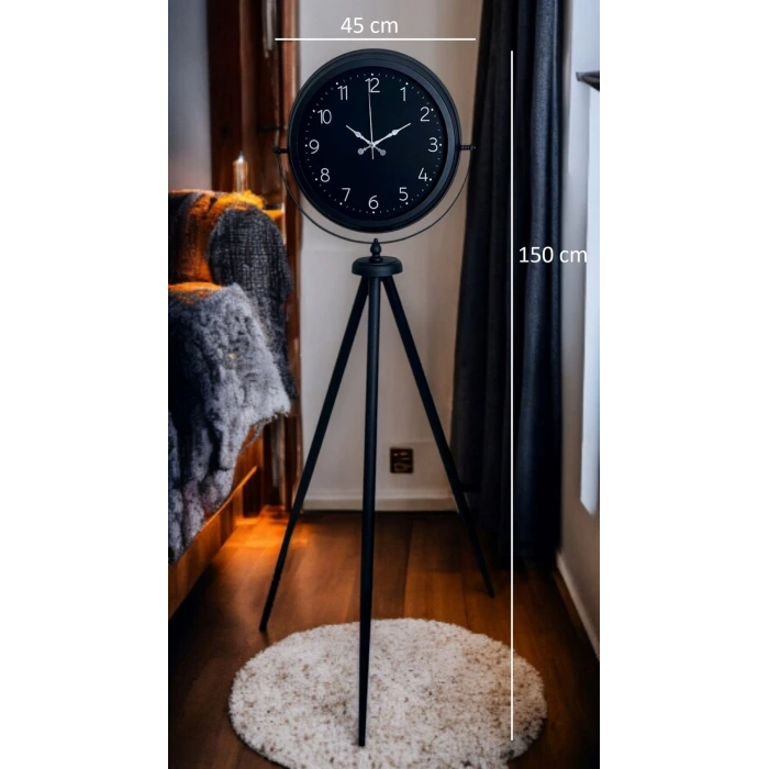 Sade Siyah Tripod Ayaklı Saat
