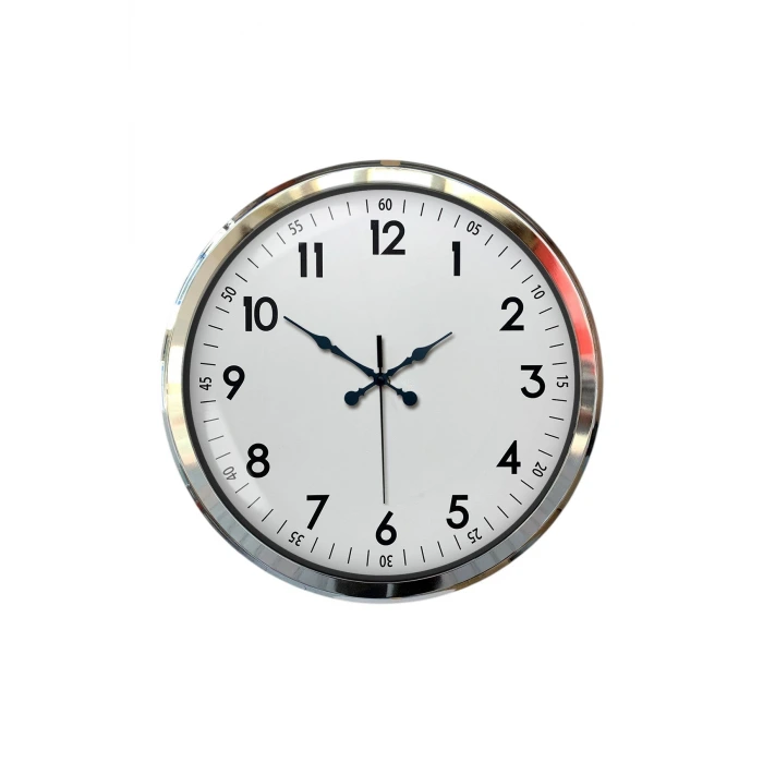 Sade Ve Şık Krom 52 Cm Metal Dekoratif Duvar Saati