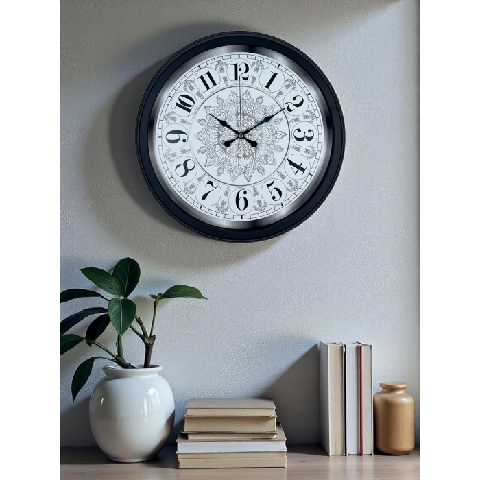 Şaheser Tasarım Zarif Desenli 40 cm Metal Duvar Saati