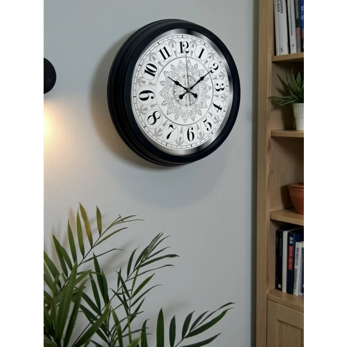 Şaheser Tasarım Zarif Desenli 40 cm Metal Duvar Saati