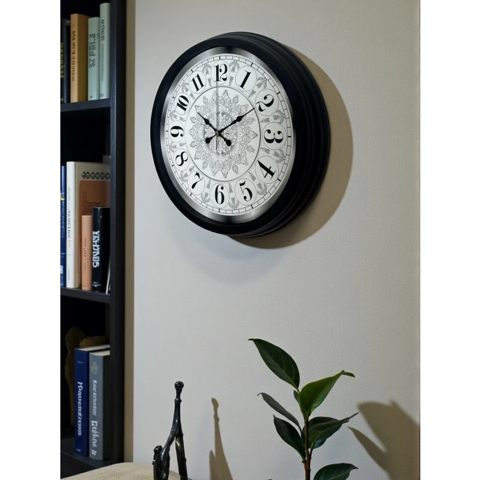 Şaheser Tasarım Zarif Desenli 40 cm Metal Duvar Saati