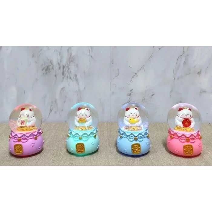 Şans Kedisi Işıklı Kar Küresi