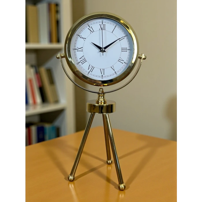 Saray Zarafeti Gold Tripod Üç Ayaklı Metal Masa Saati