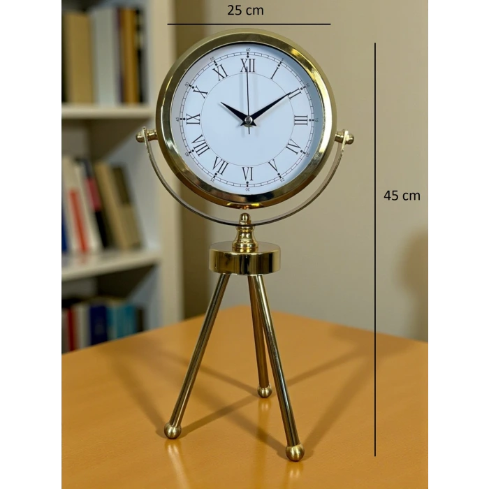 Saray Zarafeti Gold Tripod Üç Ayaklı Metal Masa Saati