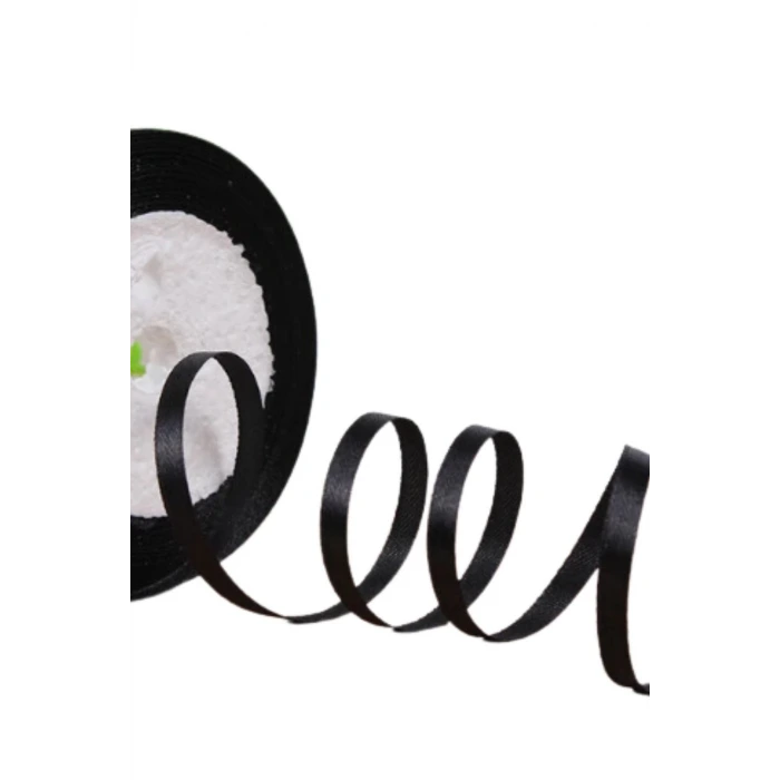 Saten Kurdele 3 mm Siyah 10 Metre