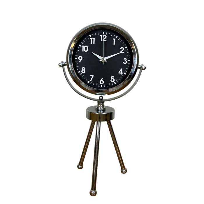 Silver Classic Tasarım Üç Ayaklı Metal Masa Saati