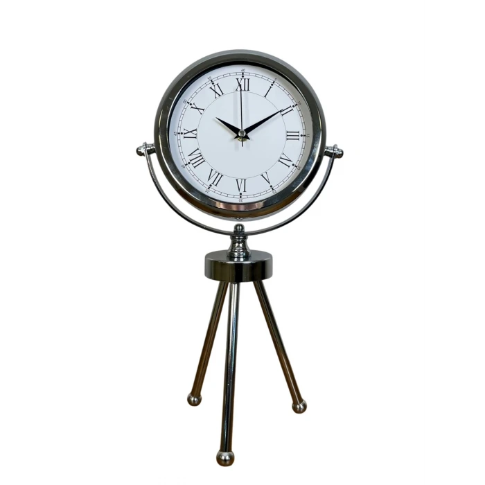 Silver Heritage Üç Ayaklı Krom Metal Masa Saati