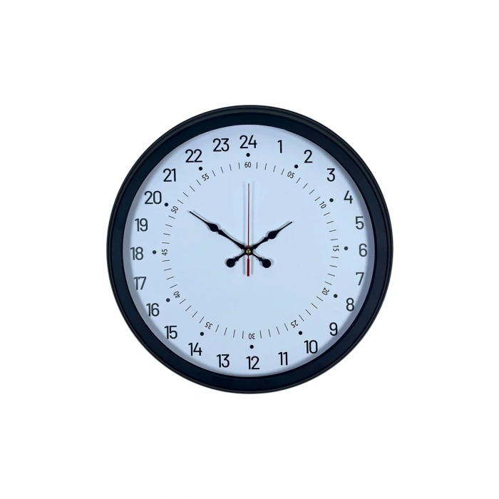 Siyah 40 Cm Metal 24 Saat Göstergeli Özel Tasarım Duvar Saati