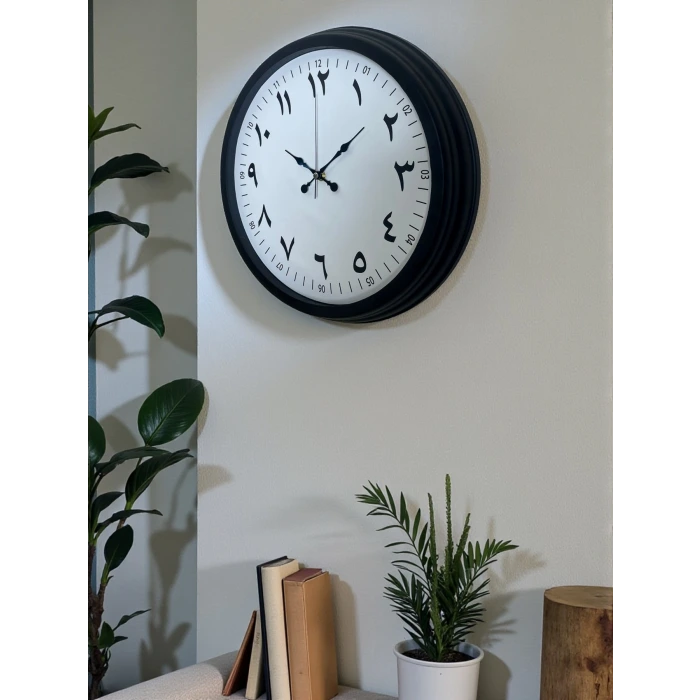 Siyah Arapça Rakamlı 40 Cm Metal Duvar Saati