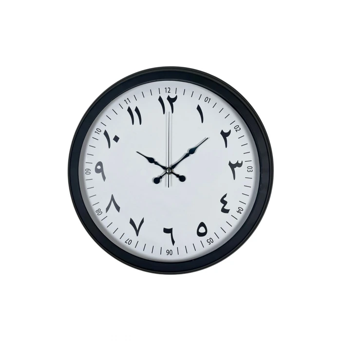 Siyah Arapça Rakamlı 40 Cm Metal Duvar Saati