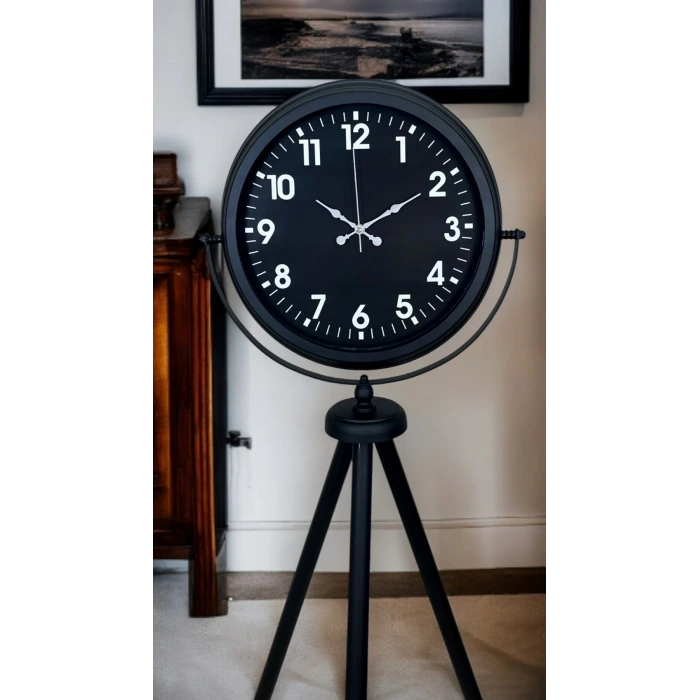Siyah Asil Standart Stil Tripod Ayaklı Saat