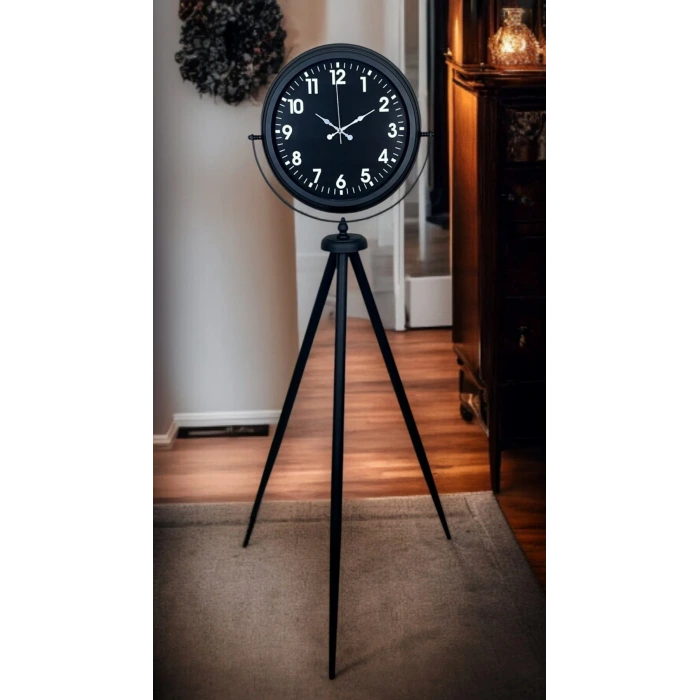Siyah Asil Standart Stil Tripod Ayaklı Saat