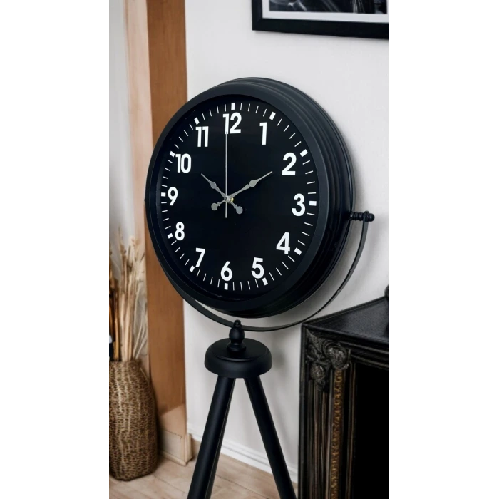 Siyah Asil Standart Stil Tripod Ayaklı Saat