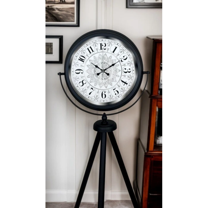 Siyah Desenli Şık Tripod Ayaklı Saat