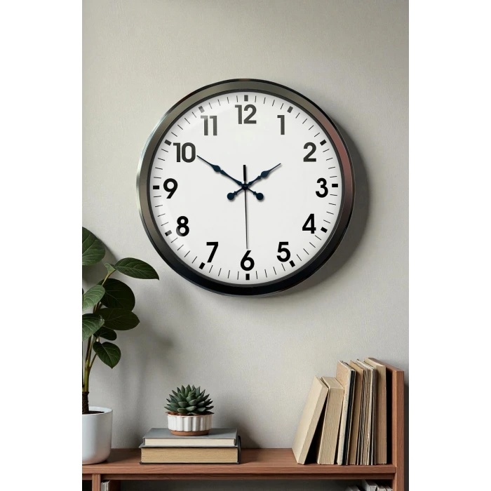 Siyah Klasik 52 Cm Modern Duvar Saati