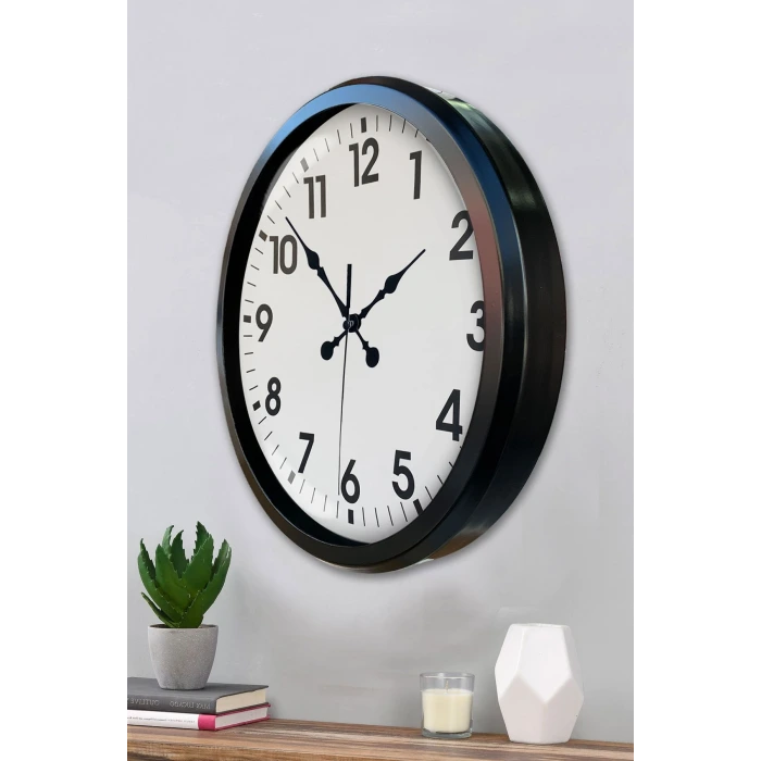 Siyah Klasik 52 Cm Modern Duvar Saati