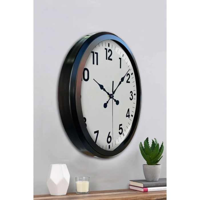 Siyah Klasik 52 Cm Modern Duvar Saati