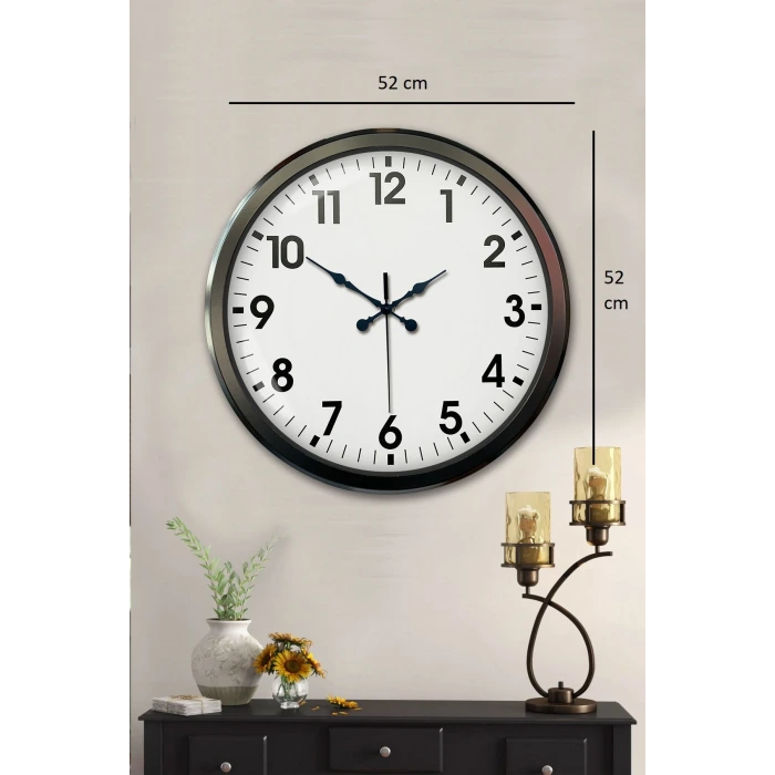 Siyah Klasik 52 Cm Modern Duvar Saati