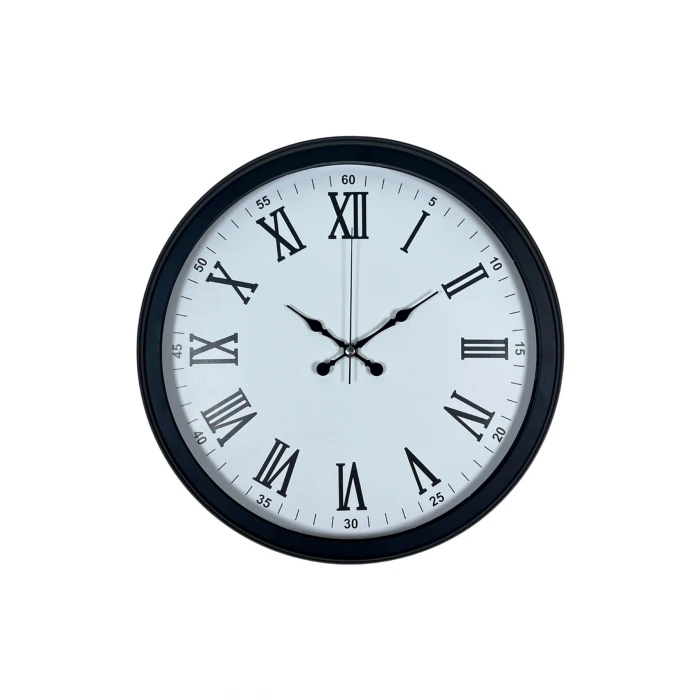 Siyah Klasik & Şık 40 Cm Metal Duvar Saati