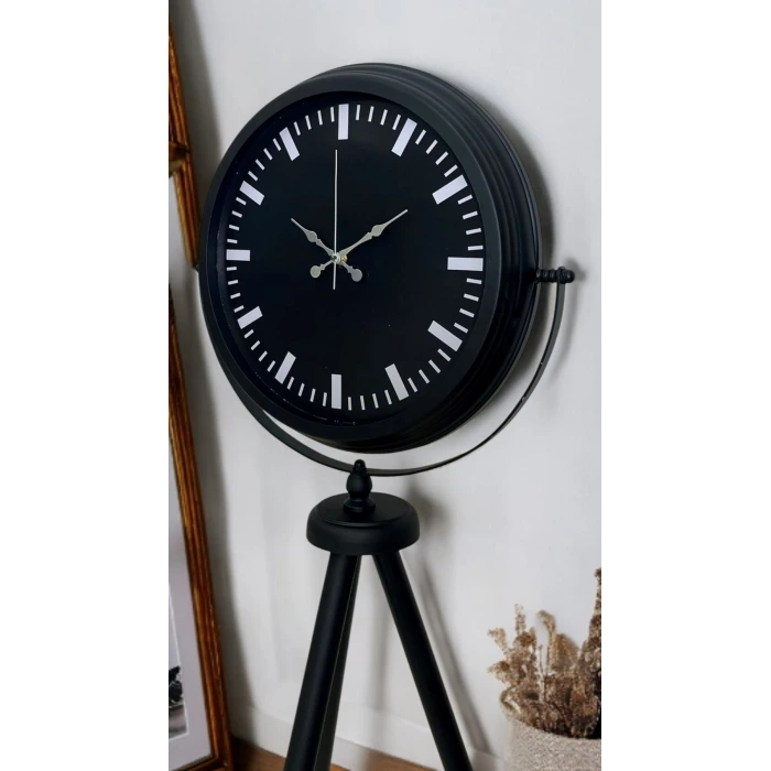 Siyah Lüks Sade Tripod Ayaklı Saat