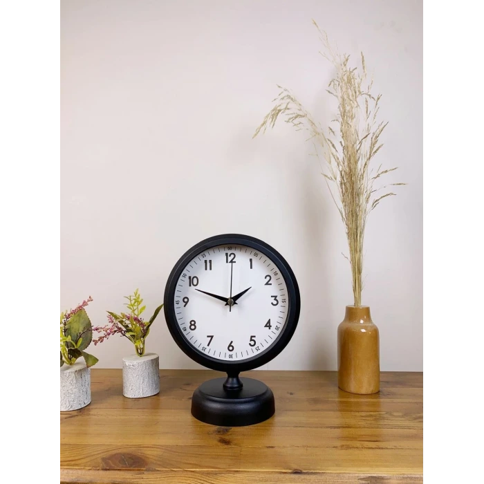 Siyah Metal Dekoratif Masa Saati 25×20 cm