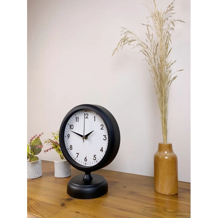 Siyah Metal Dekoratif Masa Saati 25×20 cm