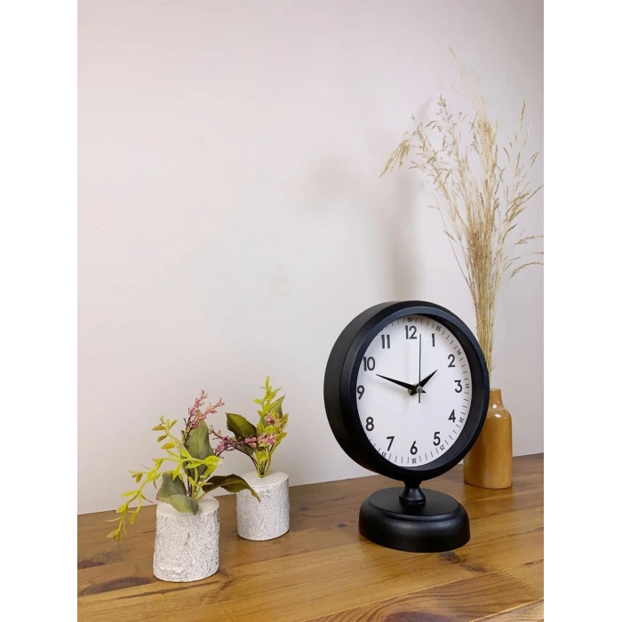 Siyah Metal Dekoratif Masa Saati 25×20 cm