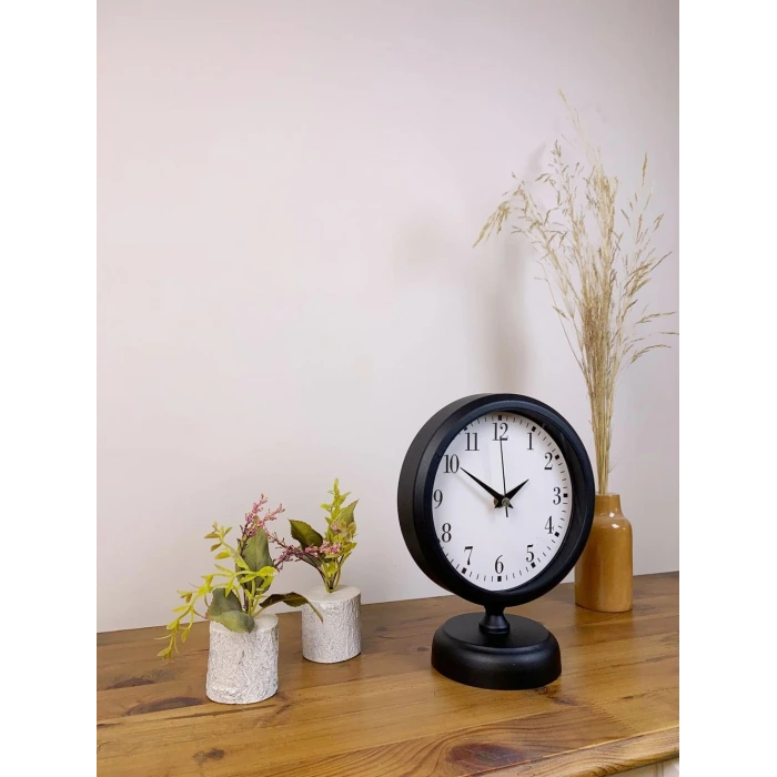 Siyah Metal Masa Saati 25×20 cm