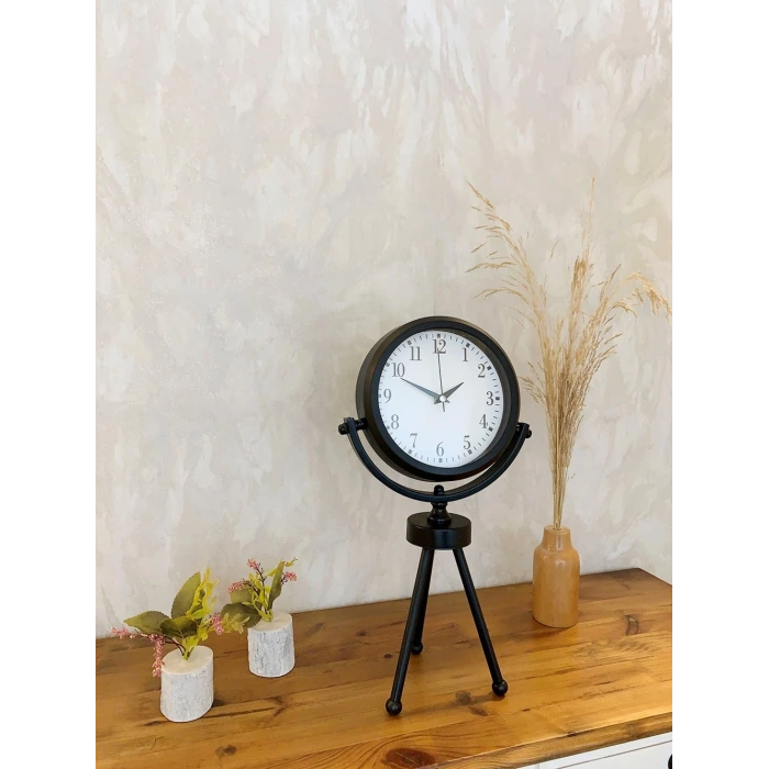 Siyah Metal Mini Tripod Masa Saati 45×26 cm