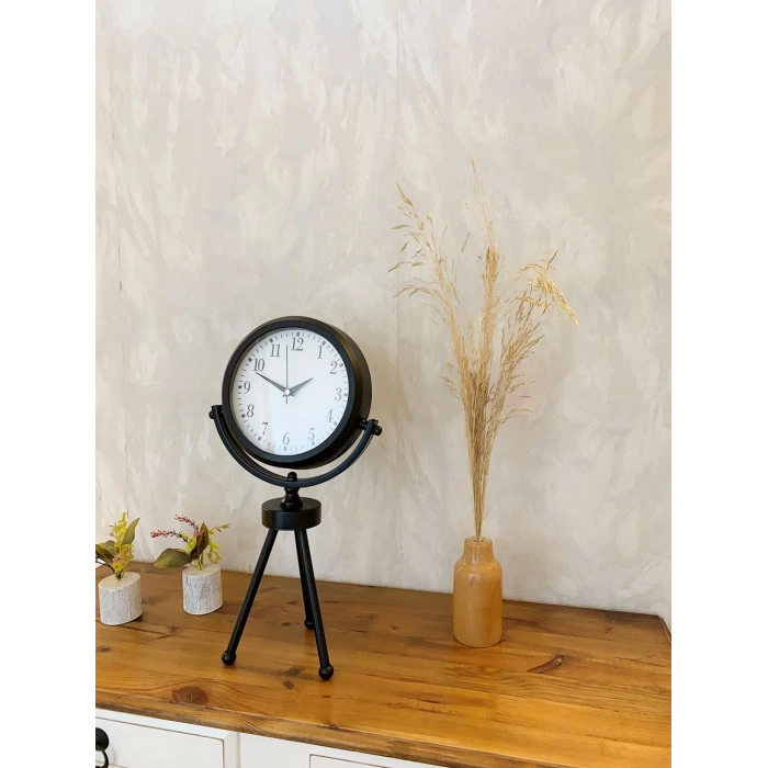 Siyah Metal Mini Tripod Masa Saati 45×26 cm