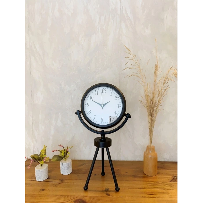 Siyah Metal Mini Tripod Masa Saati 45×26 cm