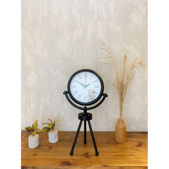 Siyah Metal Mini Tripod Retro Masa Saati 45×26 cm
