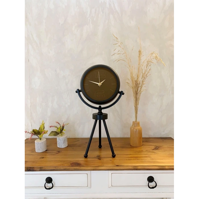 Siyah Metal Mini Tripod Spor Masa Saati 45×26 cm
