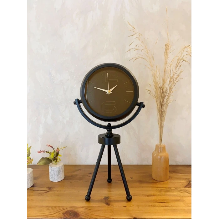 Siyah Metal Mini Tripod Spor Masa Saati 45×26 cm
