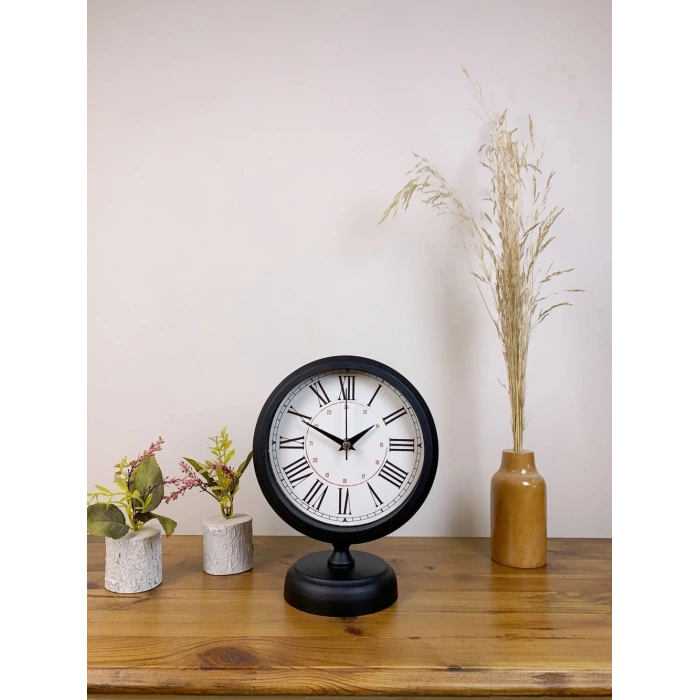 Siyah Metal Modern Masa Saati 25×20 cm