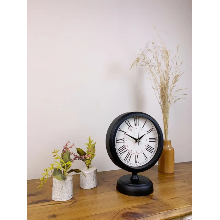 Siyah Metal Modern Masa Saati 25×20 cm