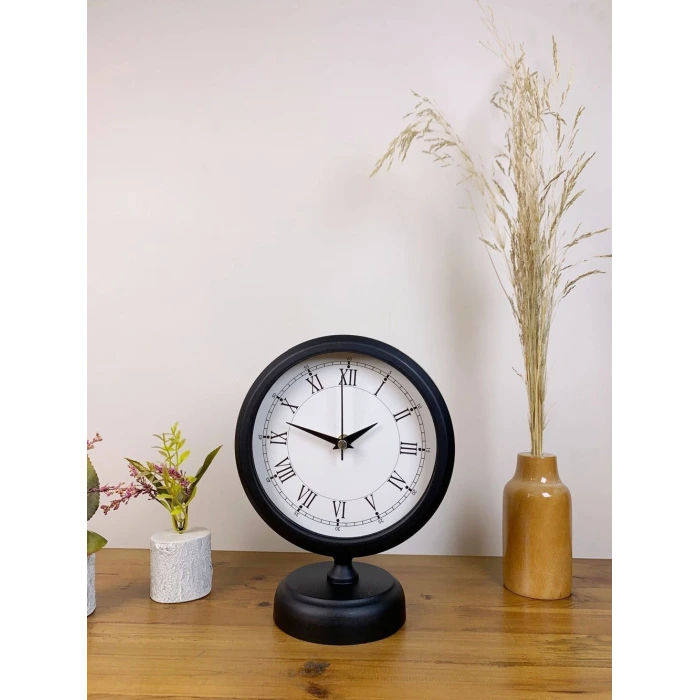 Siyah Metal Retro Masa Saati 25×20 cm