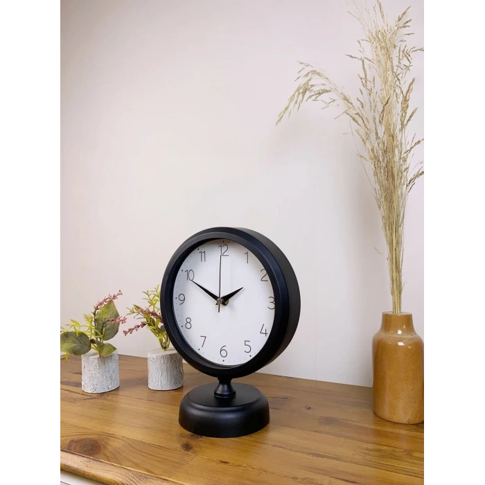 Siyah Metal Zarif Masa Saati 25×20 cm