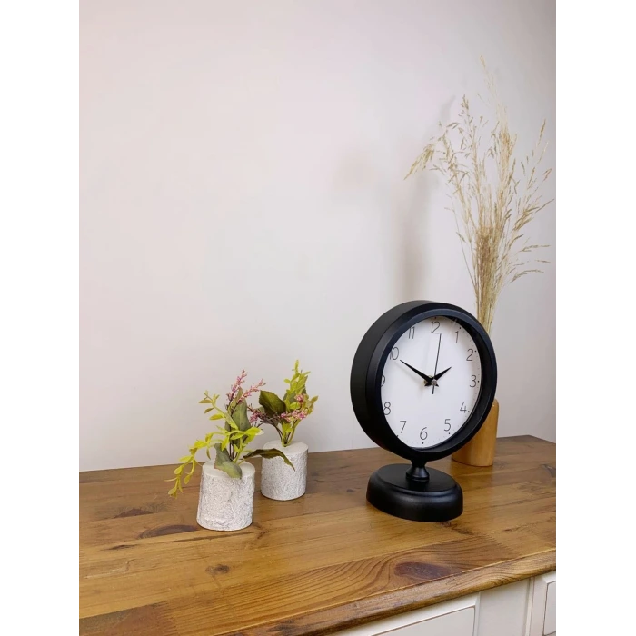 Siyah Metal Zarif Masa Saati 25×20 cm