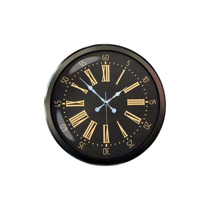 Siyah Roma Rakamlı 52 Cm Metal Duvar Saati