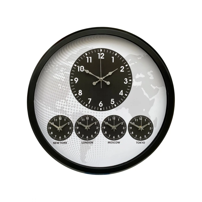 Siyah Sade ve Şık 52 Cm Dünya Saati