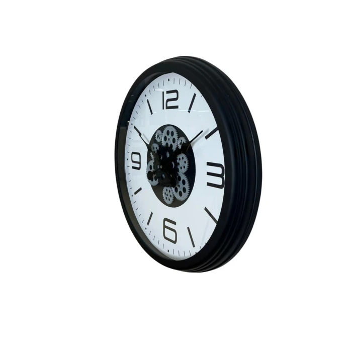 Siyah Şık 60 Cm Çarklı Duvar Saati