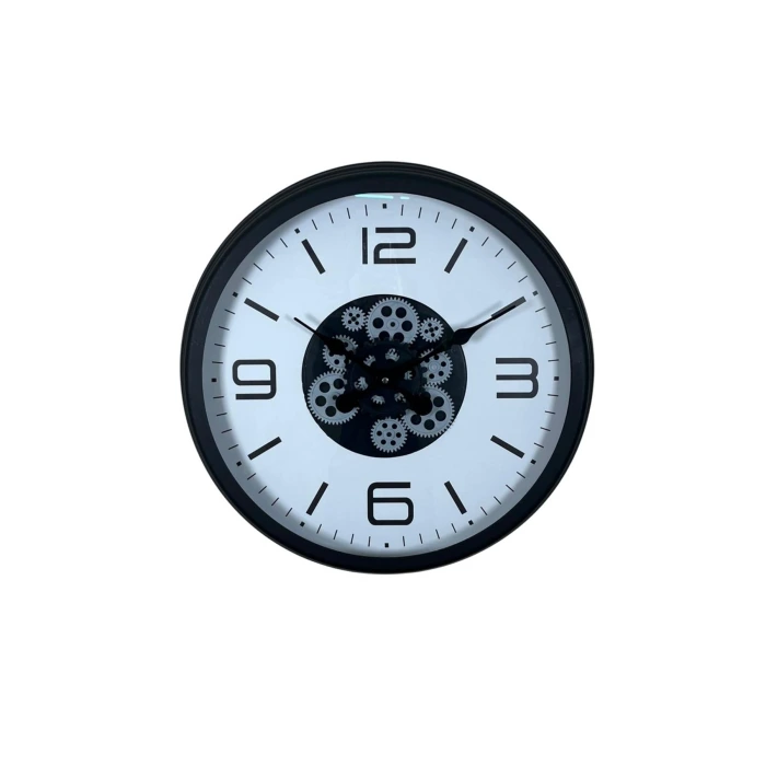 Siyah Şık 60 Cm Çarklı Duvar Saati