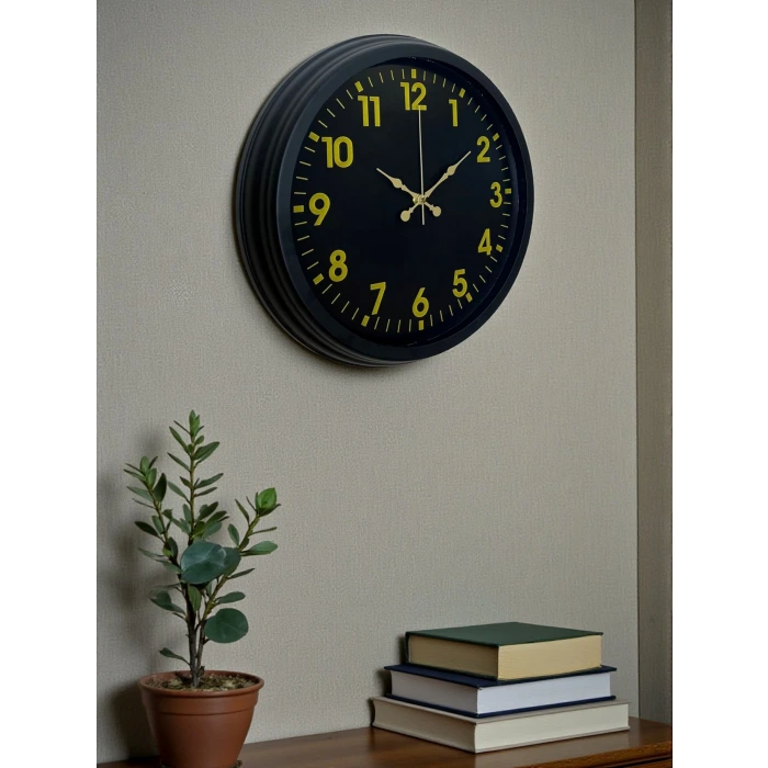 Siyah Standart 40 Cm Metal Dekoratif Duvar Saati