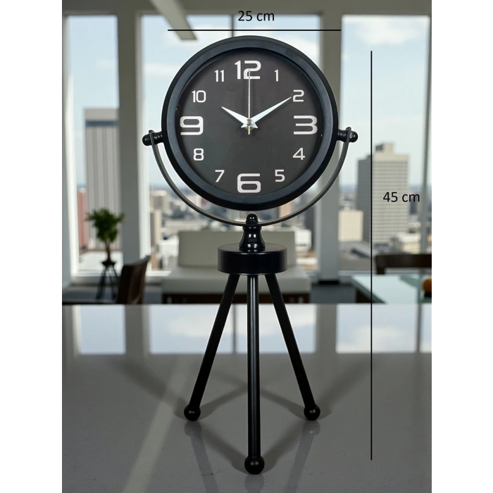 Siyah Zarif Üç Ayaklı Masa Saati